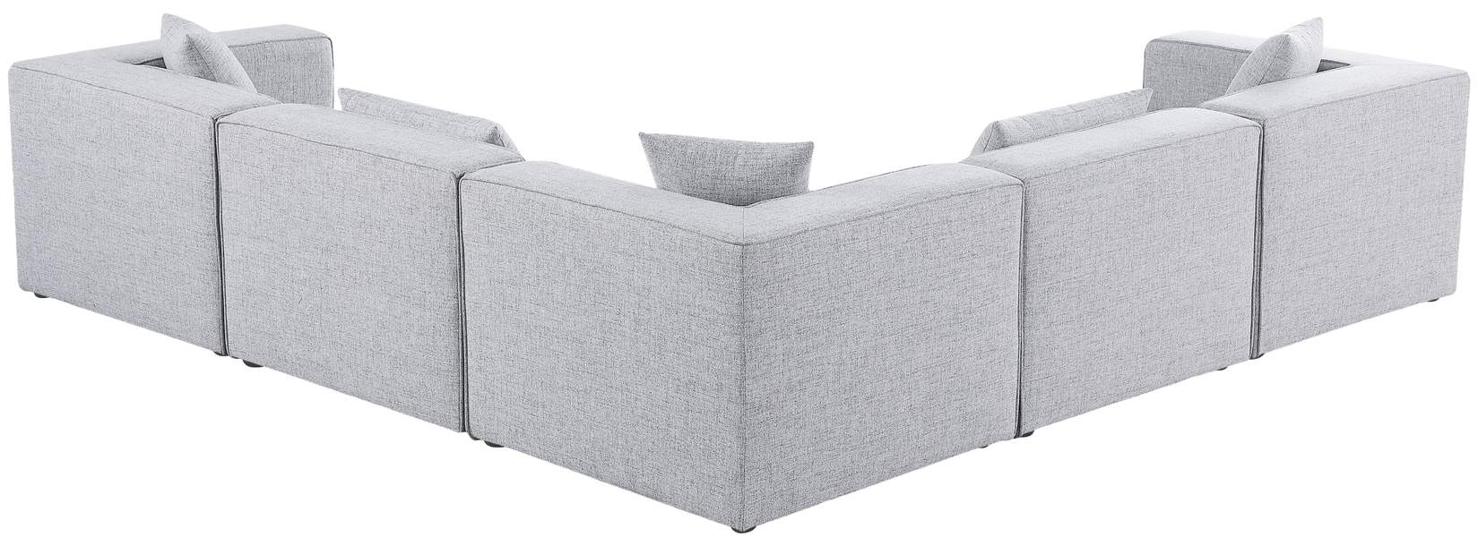 Meridian Furniture - Cube 108" Grey Fabric Upholstered 5pc. Sectional - 630Grey-Sec5C - GreatFurnitureDeal