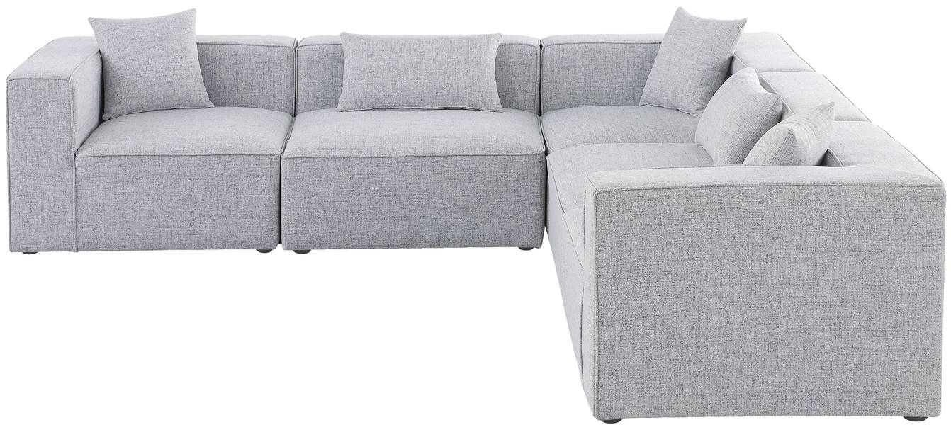 Meridian Furniture - Cube 108" Grey Fabric Upholstered 5pc. Sectional - 630Grey-Sec5C - GreatFurnitureDeal