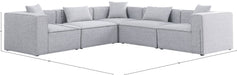 Meridian Furniture - Cube 108" Grey Fabric Upholstered 5pc. Sectional - 630Grey-Sec5C - GreatFurnitureDeal