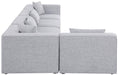 Meridian Furniture - Cube 144" Grey Fabric Upholstered 5pc. Sectional - 630Grey-Sec5D - GreatFurnitureDeal