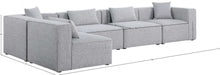 Meridian Furniture - Cube 144" Grey Fabric Upholstered 5pc. Sectional - 630Grey-Sec5D - GreatFurnitureDeal
