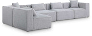 Meridian Furniture - Cube 144" Grey Fabric Upholstered 5pc. Sectional - 630Grey-Sec5D - GreatFurnitureDeal