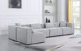 Meridian Furniture - Cube 144" Grey Fabric Upholstered 5pc. Sectional - 630Grey-Sec5D - GreatFurnitureDeal