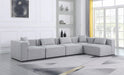 Meridian Furniture - Cube 144" Grey Fabric Upholstered 5pc. Sectional - 630Grey-Sec5D - GreatFurnitureDeal