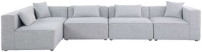Meridian Furniture - Cube 144" Grey Fabric Upholstered 5pc. Sectional - 630Grey-Sec5D - GreatFurnitureDeal