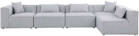 Meridian Furniture - Cube 144" Grey Fabric Upholstered 5pc. Sectional - 630Grey-Sec5D - GreatFurnitureDeal