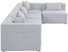 Meridian Furniture - Cube 144" Grey Fabric Upholstered 5pc. Sectional - 630Grey-Sec5D - GreatFurnitureDeal