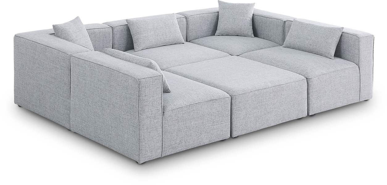Meridian Furniture - Cube 108" Grey Fabric Upholstered 6pc. Sectional - 630Grey-Sec6C - GreatFurnitureDeal