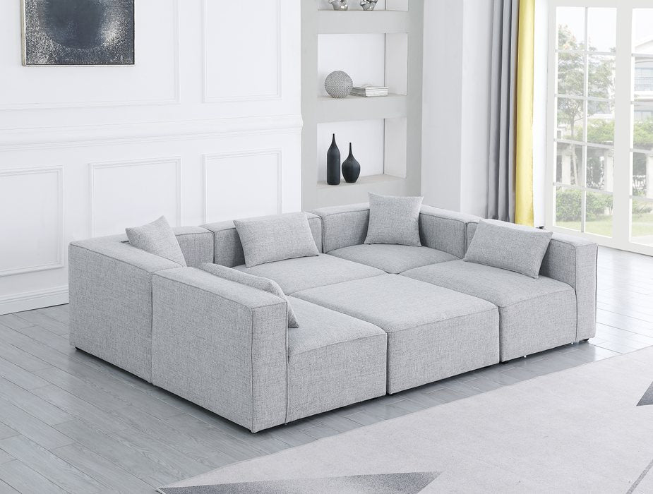 Meridian Furniture - Cube 108" Grey Fabric Upholstered 6pc. Sectional - 630Grey-Sec6C - GreatFurnitureDeal