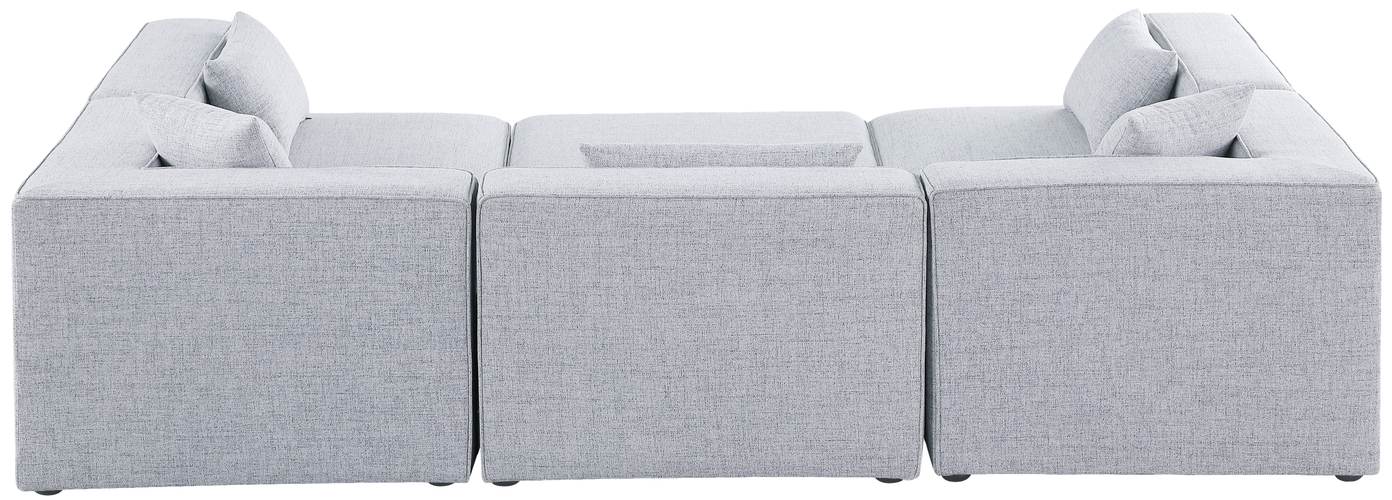 Meridian Furniture - Cube 108" Grey Fabric Upholstered 6pc. Sectional - 630Grey-Sec6C - GreatFurnitureDeal