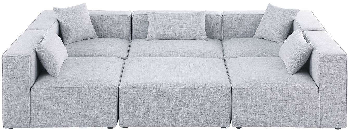 Meridian Furniture - Cube 108" Grey Fabric Upholstered 6pc. Sectional - 630Grey-Sec6C - GreatFurnitureDeal