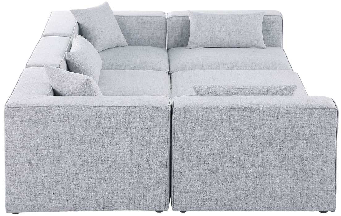 Meridian Furniture - Cube 108" Grey Fabric Upholstered 6pc. Sectional - 630Grey-Sec6C - GreatFurnitureDeal