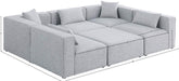 Meridian Furniture - Cube 108" Grey Fabric Upholstered 6pc. Sectional - 630Grey-Sec6C - GreatFurnitureDeal