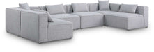 Meridian Furniture - Cube 144" Grey Fabric Upholstered 6pc. Sectional - 630Grey-Sec6D - GreatFurnitureDeal