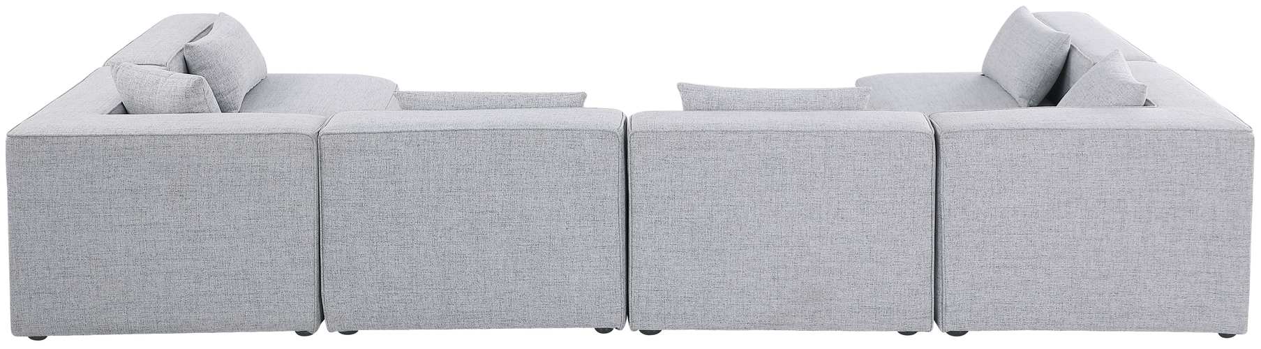 Meridian Furniture - Cube 144" Grey Fabric Upholstered 6pc. Sectional - 630Grey-Sec6D - GreatFurnitureDeal
