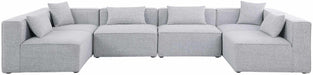 Meridian Furniture - Cube 144" Grey Fabric Upholstered 6pc. Sectional - 630Grey-Sec6D - GreatFurnitureDeal