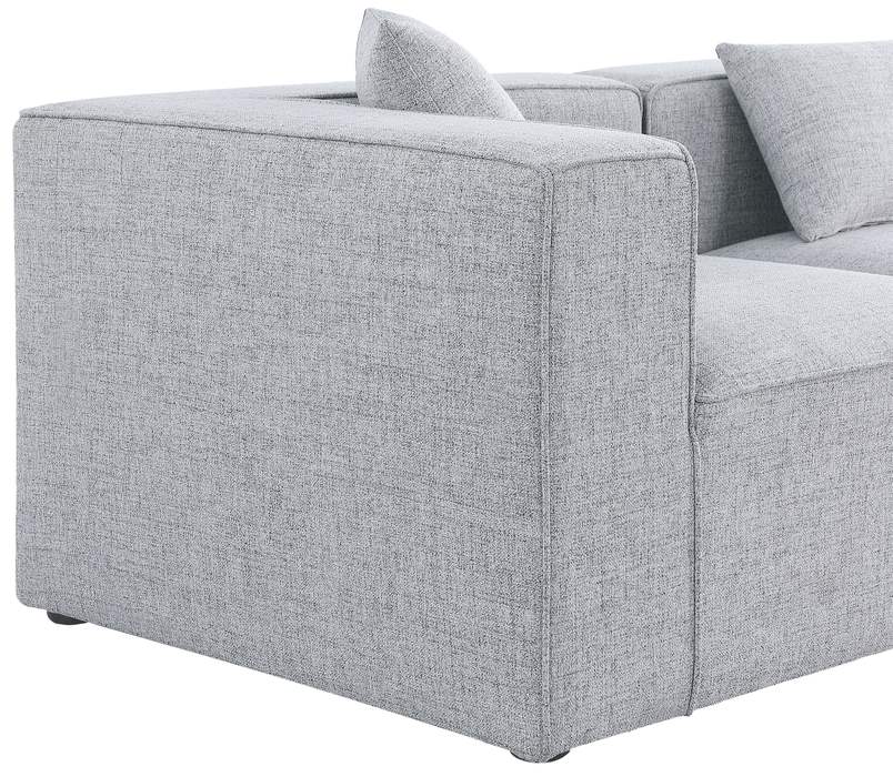 Meridian Furniture - Cube 144" Grey Fabric Upholstered 6pc. Sectional - 630Grey-Sec6D - GreatFurnitureDeal