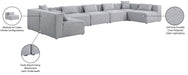 Meridian Furniture - Cube 180" Grey Fabric Upholstered 7pc. Sectional - 630Grey-Sec7B - GreatFurnitureDeal