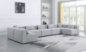 Meridian Furniture - Cube 180" Grey Fabric Upholstered 7pc. Sectional - 630Grey-Sec7B - GreatFurnitureDeal