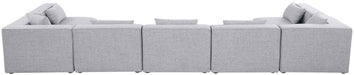 Meridian Furniture - Cube 180" Grey Fabric Upholstered 7pc. Sectional - 630Grey-Sec7B - GreatFurnitureDeal