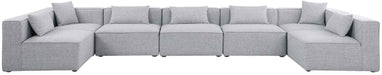 Meridian Furniture - Cube 180" Grey Fabric Upholstered 7pc. Sectional - 630Grey-Sec7B - GreatFurnitureDeal