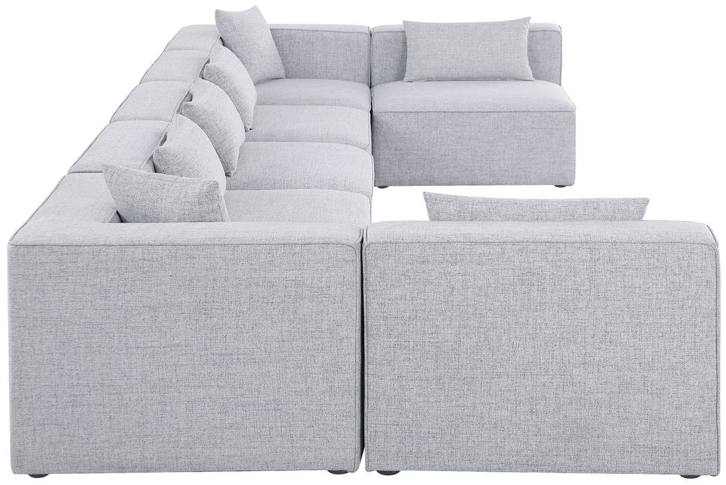 Meridian Furniture - Cube 180" Grey Fabric Upholstered 7pc. Sectional - 630Grey-Sec7B - GreatFurnitureDeal
