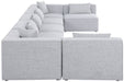 Meridian Furniture - Cube 180" Grey Fabric Upholstered 7pc. Sectional - 630Grey-Sec7B - GreatFurnitureDeal