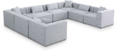 Meridian Furniture - Cube 144" Grey Fabric Upholstered 8pc. Sectional - 630Grey-Sec8A - GreatFurnitureDeal