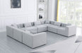 Meridian Furniture - Cube 144" Grey Fabric Upholstered 8pc. Sectional - 630Grey-Sec8A - GreatFurnitureDeal