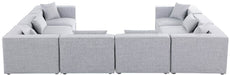 Meridian Furniture - Cube 144" Grey Fabric Upholstered 8pc. Sectional - 630Grey-Sec8A - GreatFurnitureDeal