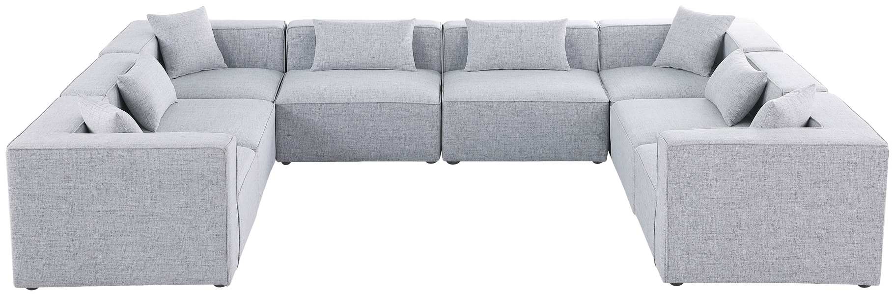 Meridian Furniture - Cube 144" Grey Fabric Upholstered 8pc. Sectional - 630Grey-Sec8A - GreatFurnitureDeal