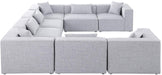 Meridian Furniture - Cube 144" Grey Fabric Upholstered 8pc. Sectional - 630Grey-Sec8A - GreatFurnitureDeal