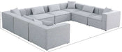 Meridian Furniture - Cube 144" Grey Fabric Upholstered 8pc. Sectional - 630Grey-Sec8A - GreatFurnitureDeal