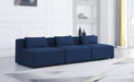Meridian Furniture - Cube 108" Navy Fabric Upholstered 3pc. Armless Sofa - 630Navy-S108A - GreatFurnitureDeal