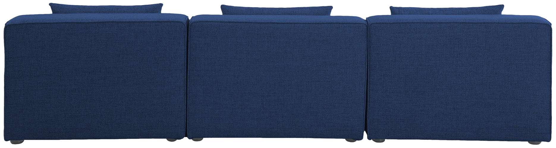 Meridian Furniture - Cube 108" Navy Fabric Upholstered 3pc. Armless Sofa - 630Navy-S108A - GreatFurnitureDeal