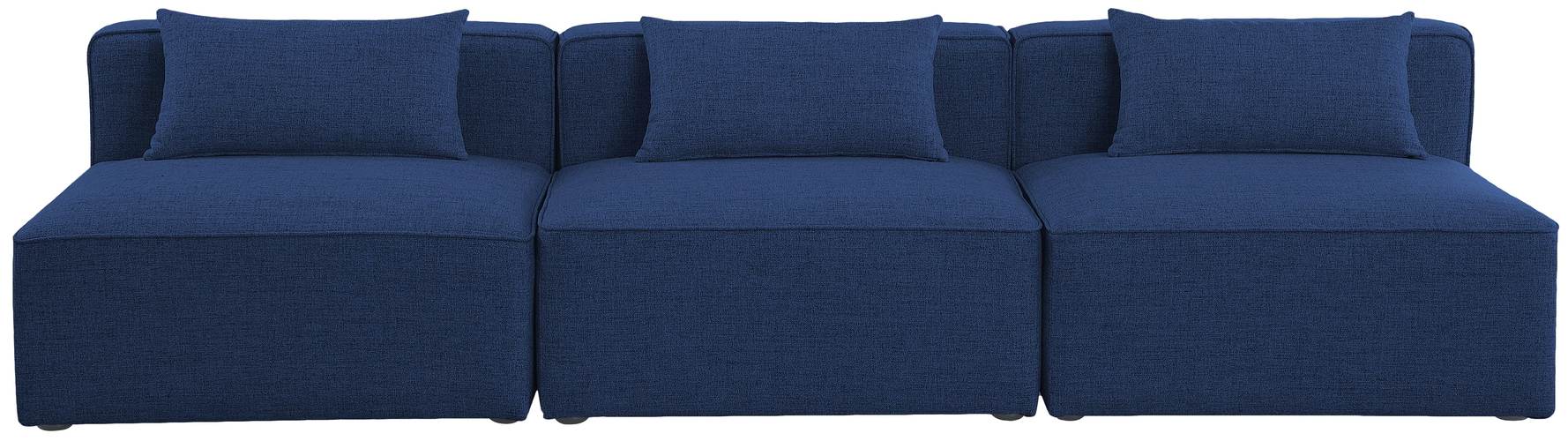 Meridian Furniture - Cube 108" Navy Fabric Upholstered 3pc. Armless Sofa - 630Navy-S108A - GreatFurnitureDeal