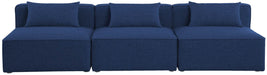Meridian Furniture - Cube 108" Navy Fabric Upholstered 3pc. Armless Sofa - 630Navy-S108A - GreatFurnitureDeal