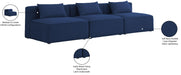 Meridian Furniture - Cube 108" Navy Fabric Upholstered 3pc. Armless Sofa - 630Navy-S108A - GreatFurnitureDeal