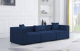 Meridian Furniture - Cube 108" Navy Fabric Upholstered 3pc. Sofa - 630Navy-S108B - GreatFurnitureDeal