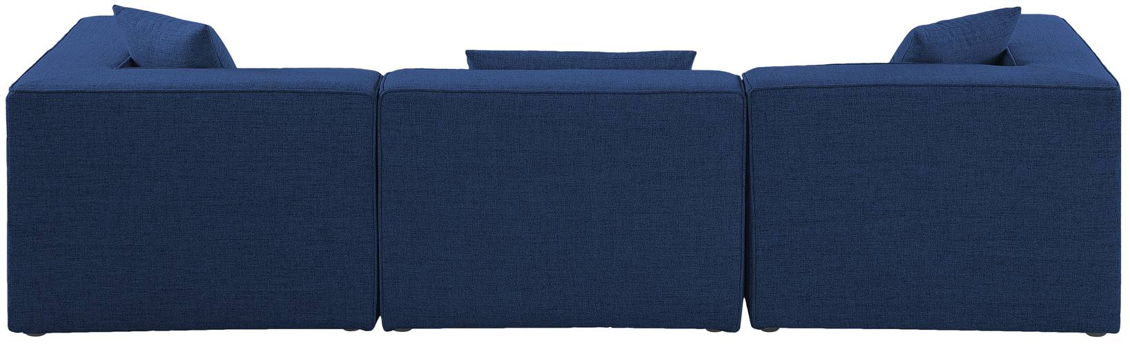 Meridian Furniture - Cube 108" Navy Fabric Upholstered 3pc. Sofa - 630Navy-S108B - GreatFurnitureDeal