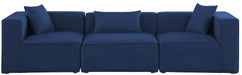 Meridian Furniture - Cube 108" Navy Fabric Upholstered 3pc. Sofa - 630Navy-S108B - GreatFurnitureDeal