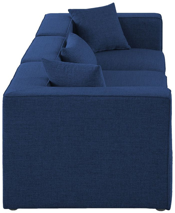 Meridian Furniture - Cube 108" Navy Fabric Upholstered 3pc. Sofa - 630Navy-S108B - GreatFurnitureDeal