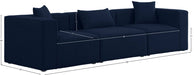 Meridian Furniture - Cube 108" Navy Fabric Upholstered 3pc. Sofa - 630Navy-S108B - GreatFurnitureDeal