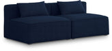 Meridian Furniture - Cube 72" Navy Fabric Upholstered 2pc. Armless Sofa - 630Navy-S72A - GreatFurnitureDeal