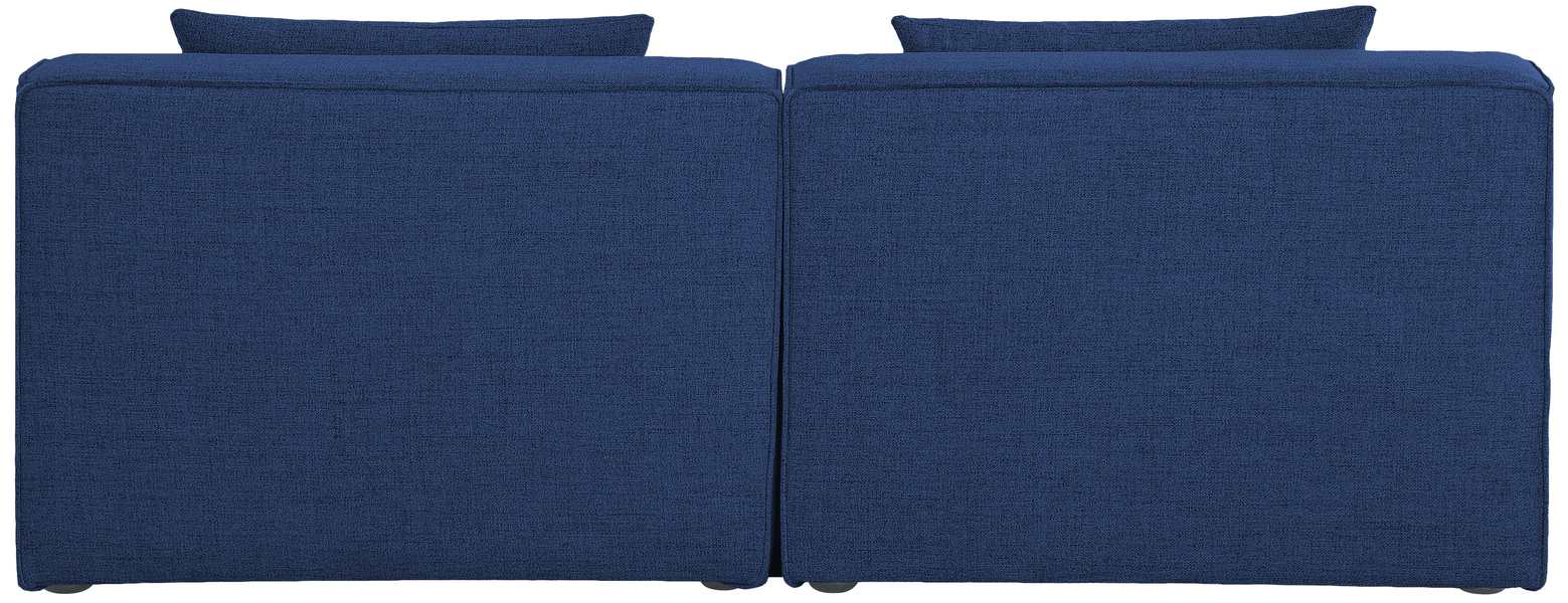 Meridian Furniture - Cube 72" Navy Fabric Upholstered 2pc. Armless Sofa - 630Navy-S72A - GreatFurnitureDeal