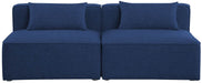 Meridian Furniture - Cube 72" Navy Fabric Upholstered 2pc. Armless Sofa - 630Navy-S72A - GreatFurnitureDeal