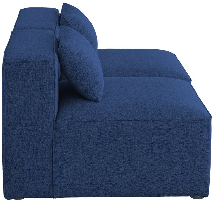 Meridian Furniture - Cube 72" Navy Fabric Upholstered 2pc. Armless Sofa - 630Navy-S72A - GreatFurnitureDeal