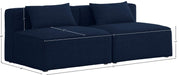 Meridian Furniture - Cube 72" Navy Fabric Upholstered 2pc. Armless Sofa - 630Navy-S72A - GreatFurnitureDeal