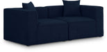 Meridian Furniture - Cube 72" Navy Fabric Upholstered 2pc. Sofa - 630Navy-S72B - GreatFurnitureDeal