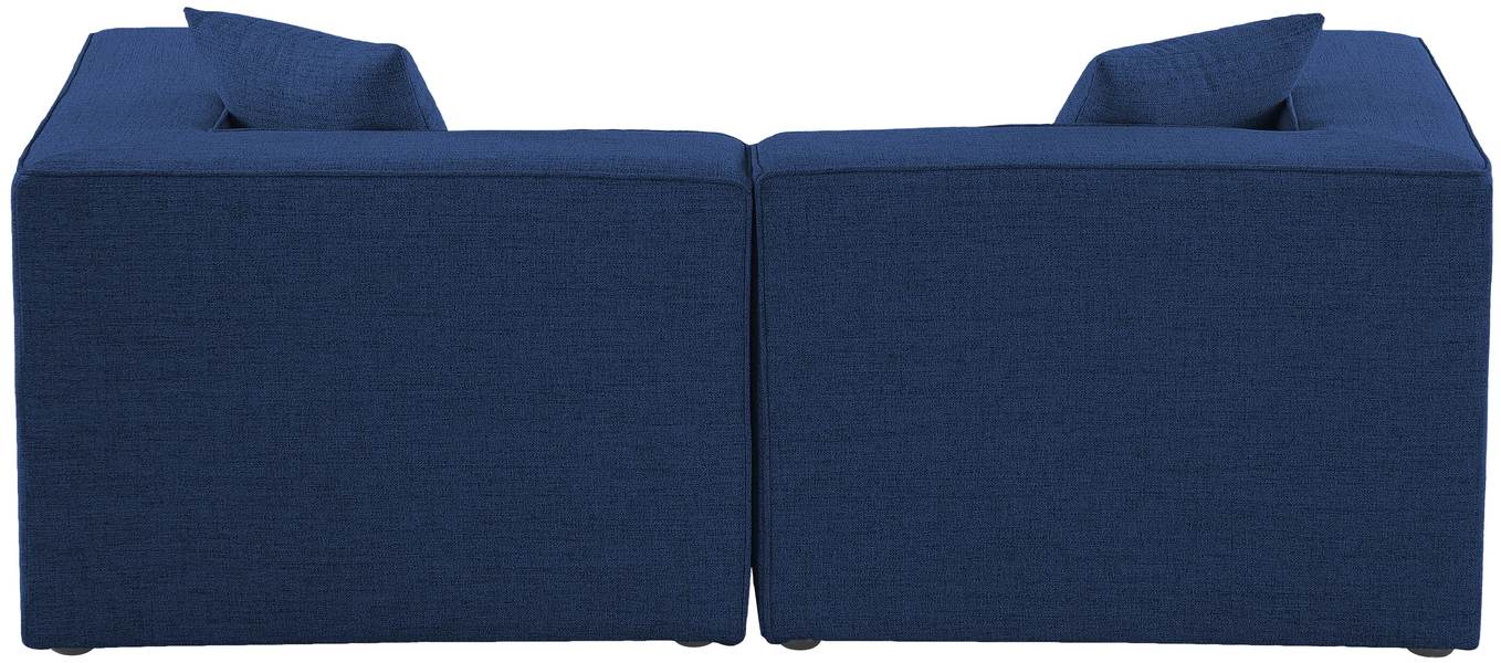 Meridian Furniture - Cube 72" Navy Fabric Upholstered 2pc. Sofa - 630Navy-S72B - GreatFurnitureDeal